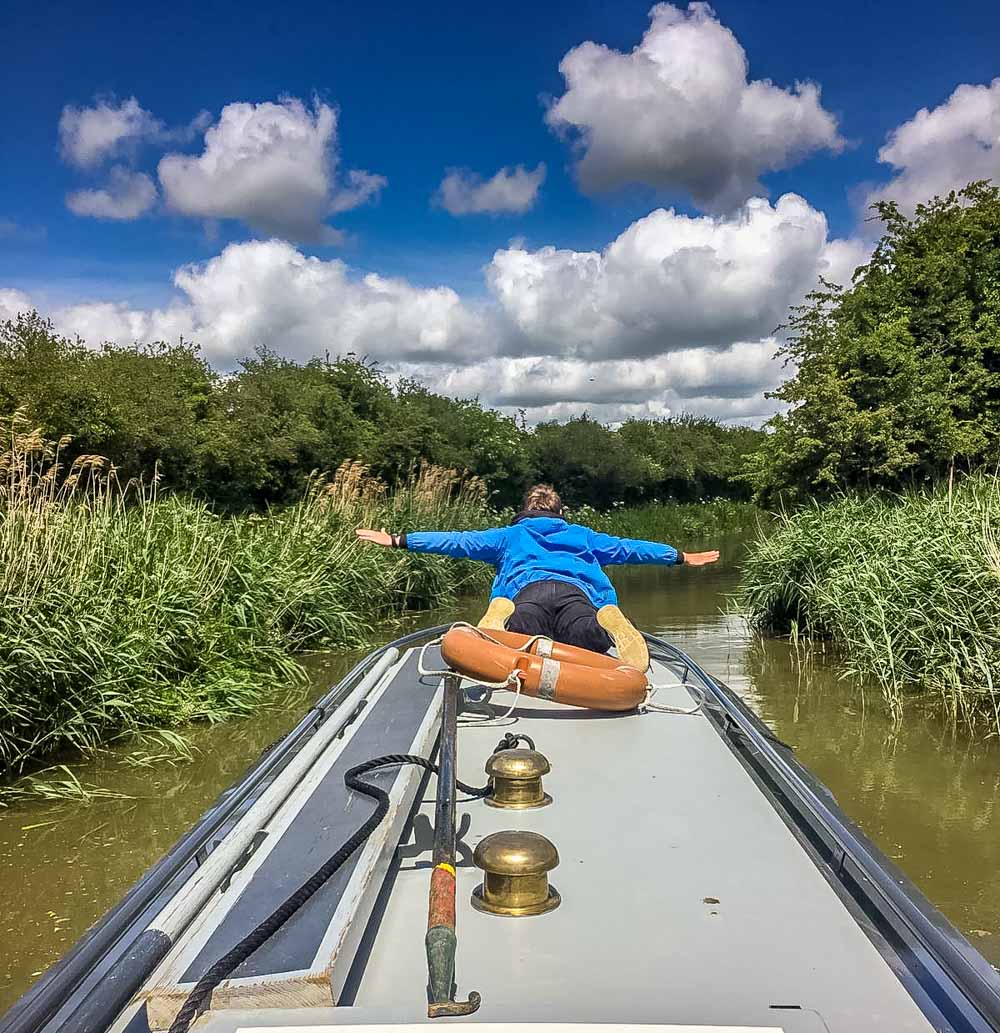 on the canal on a boat