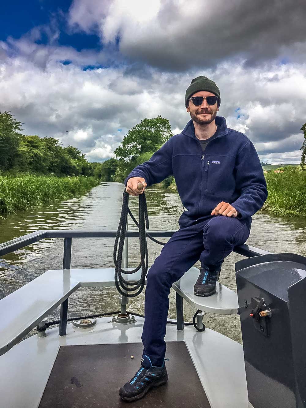 canal boat navigating