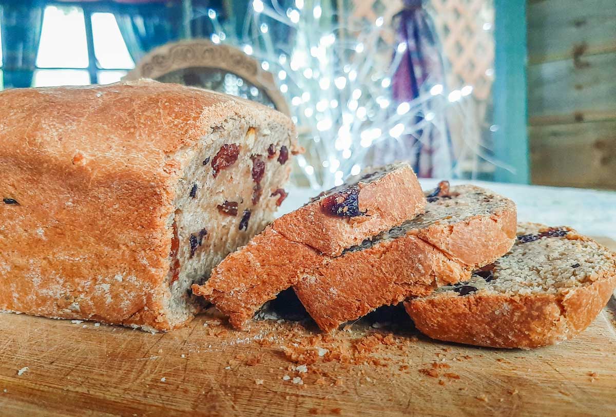 A moist fruity spicy vegan bread