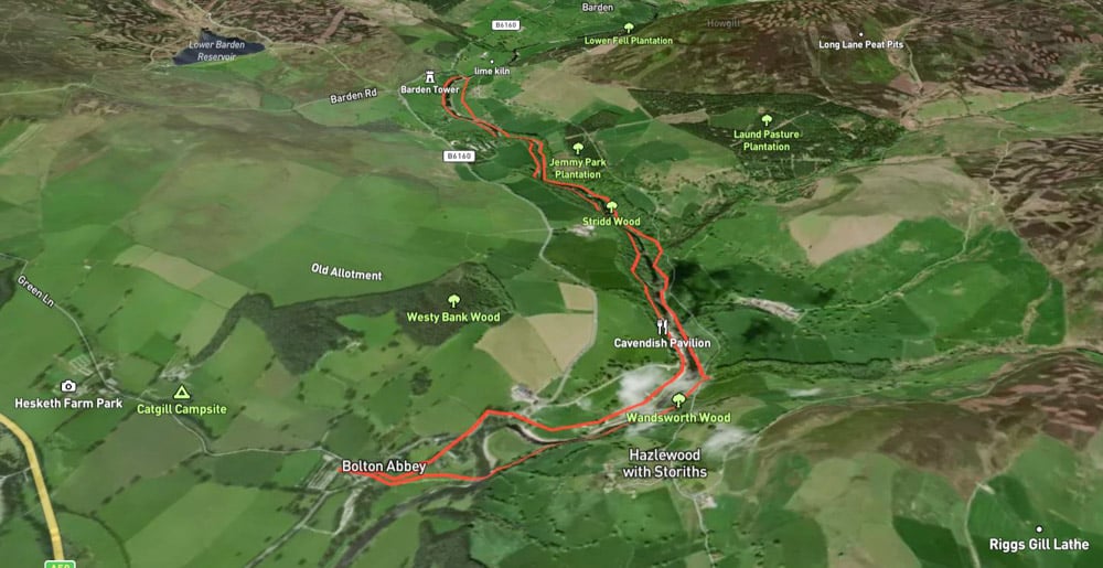 bolton abbey and strid walk map