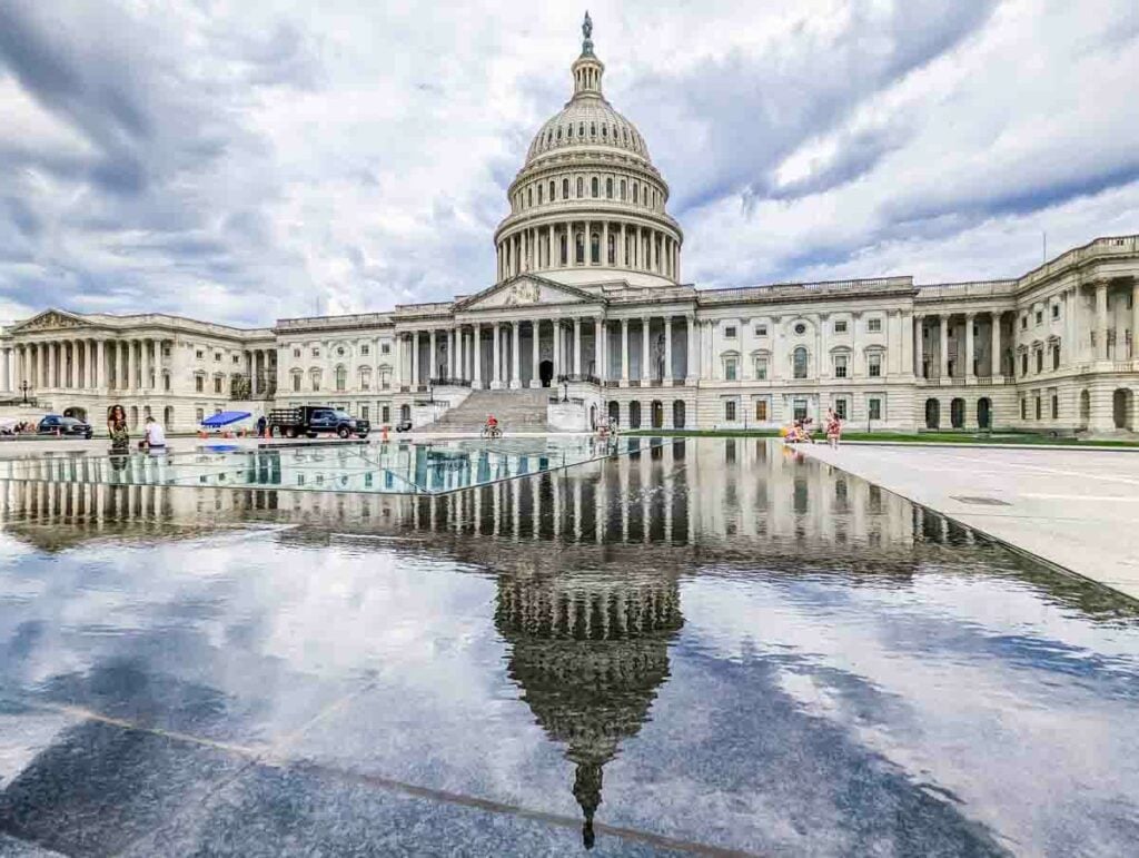 capitol building and reflection