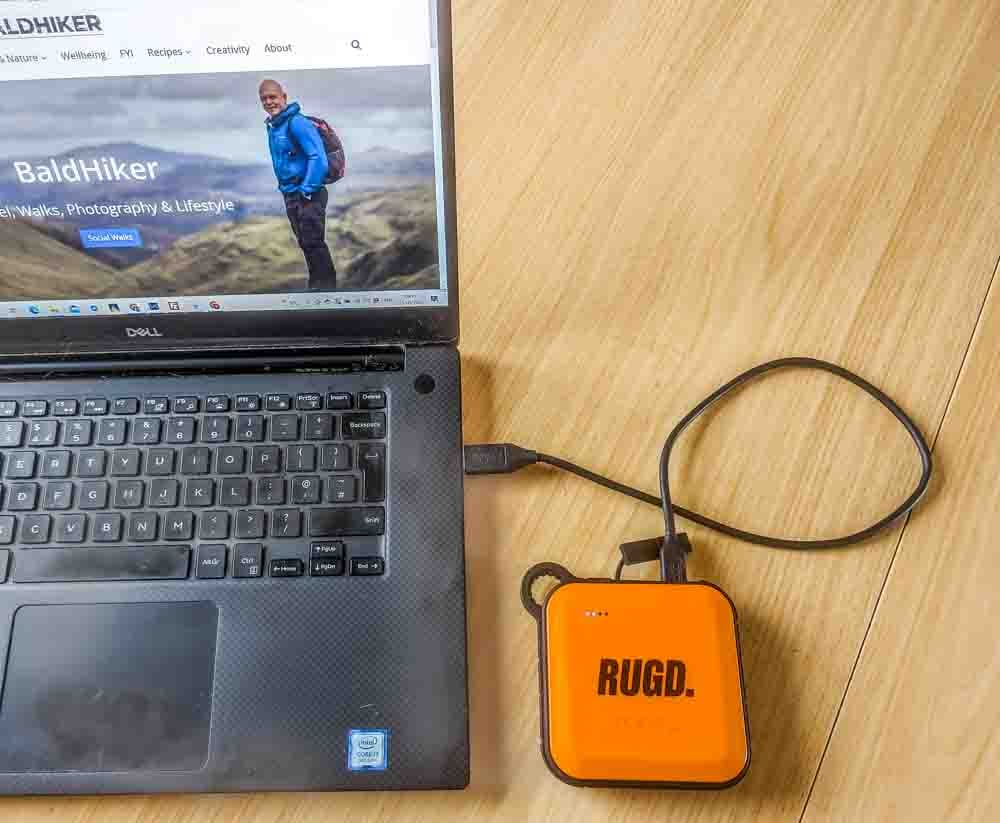 charging the RUGD power brick with laptop