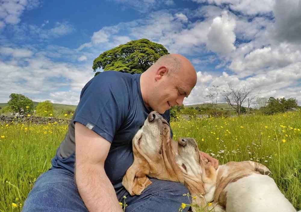 cuddles with basset hounds