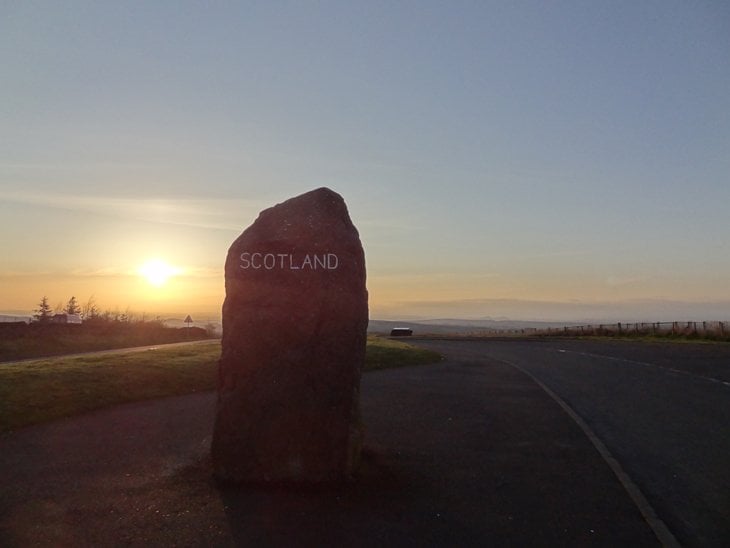 the border stone england and scotland on A68