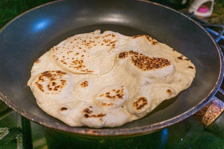 bread cooking in the pan