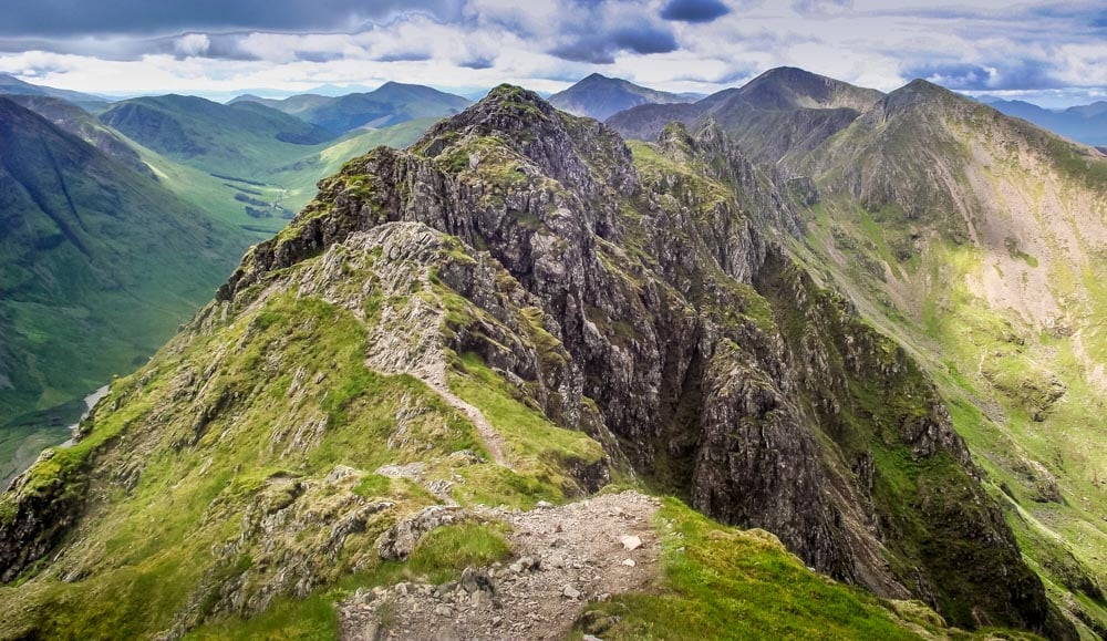 walking along the Aonach Eagach ridge