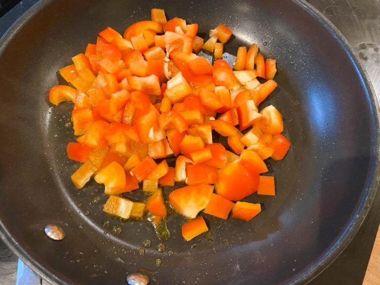 frying the peppers