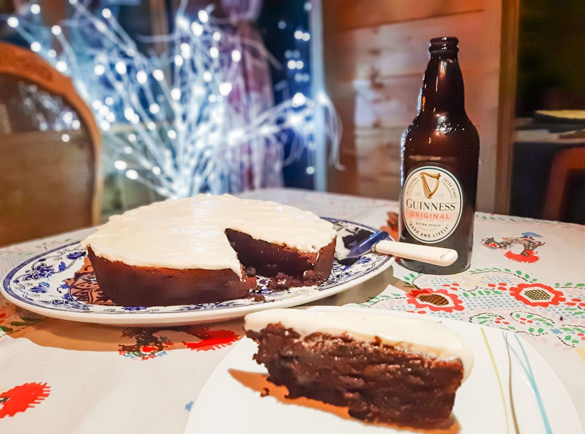 Guinness chocolate cake serving suggestion