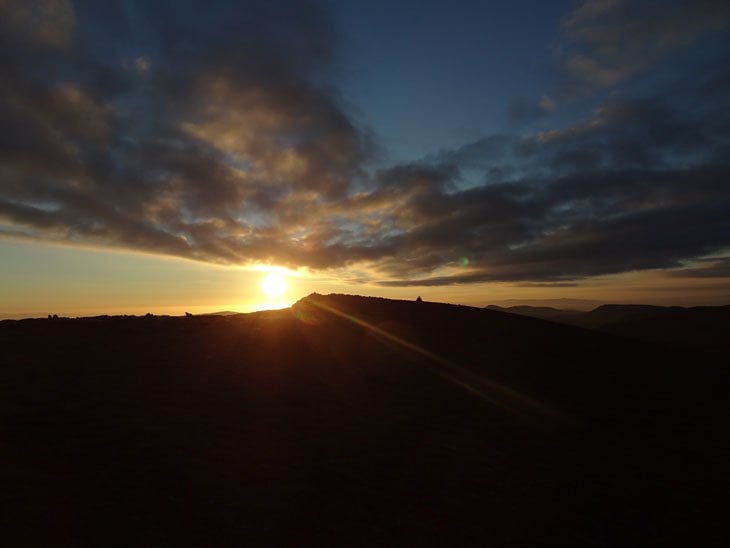 sun appearing over helvellyn