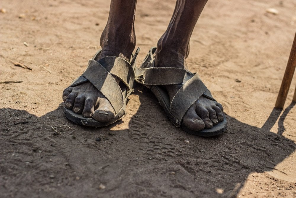 Maasai used to wear sandals made from bovine hide