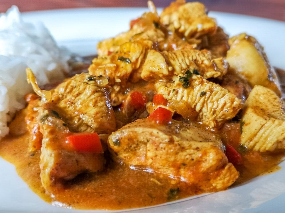 chicken curry on a plate served