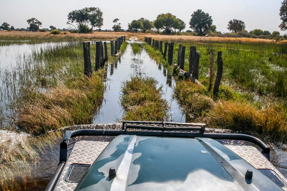 flooded road in namibia