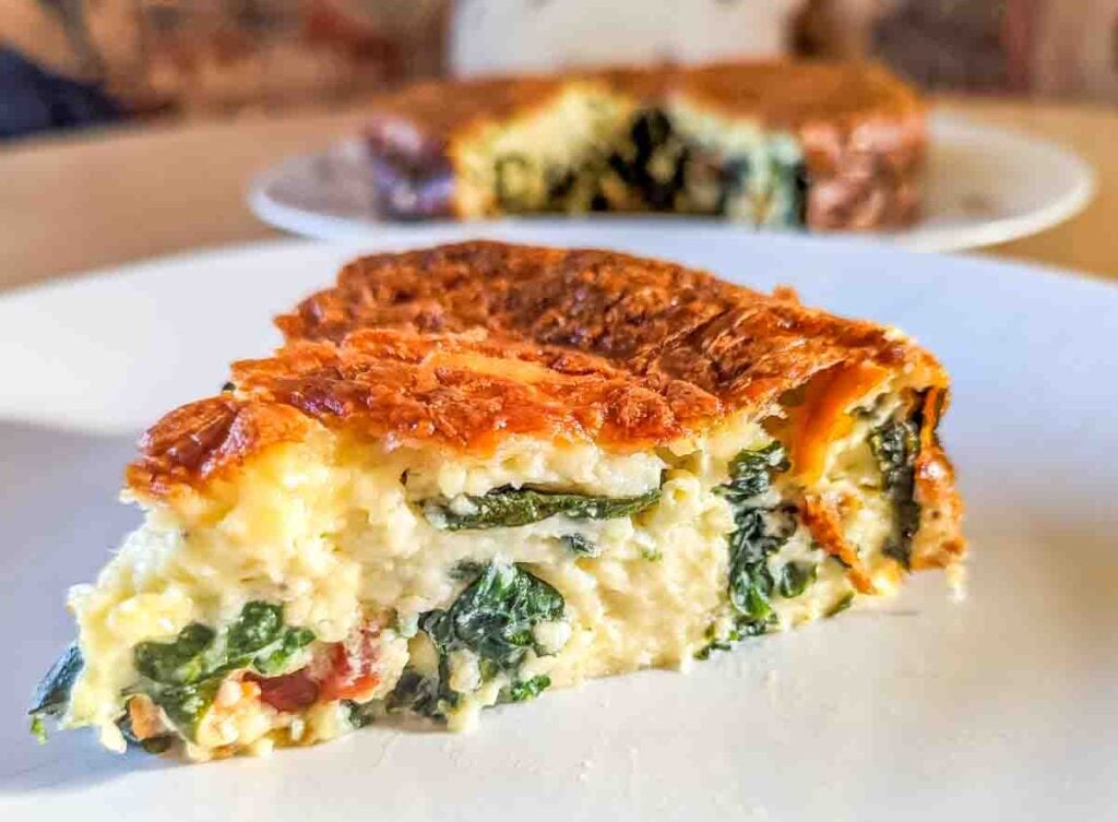 keto spinach and cheese pie served
