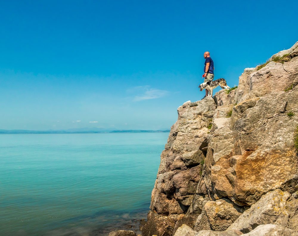 standing Heysham cliffs