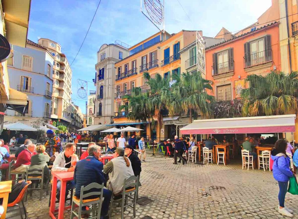 Malaga cafes street scene