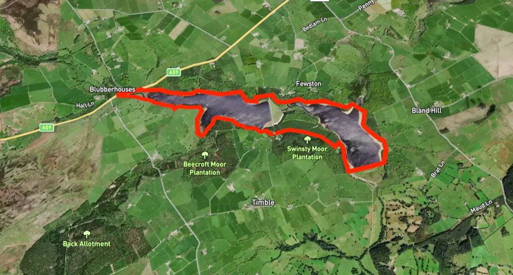 map of fewston and swinty reservoirs walk