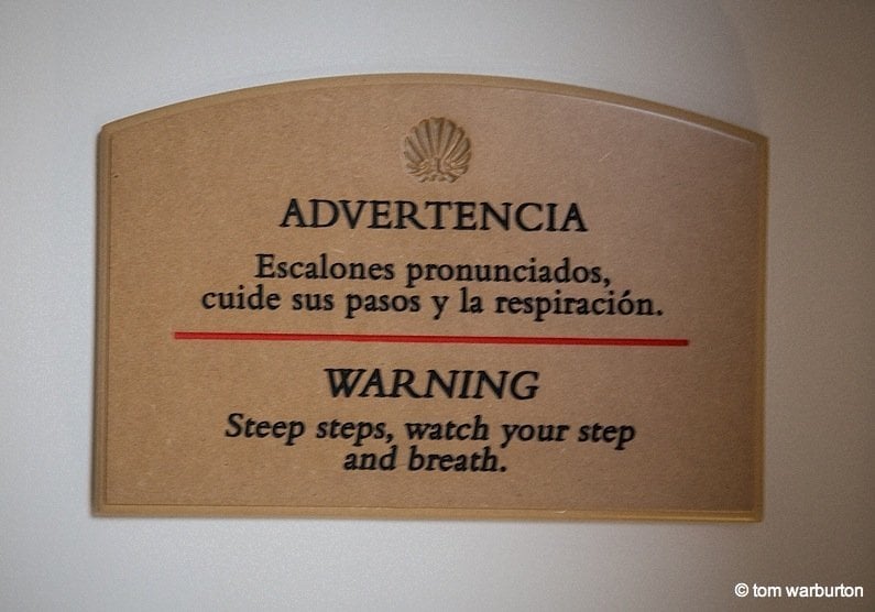 warning sign steep steps