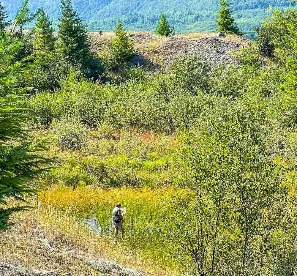 researcher along the trail 