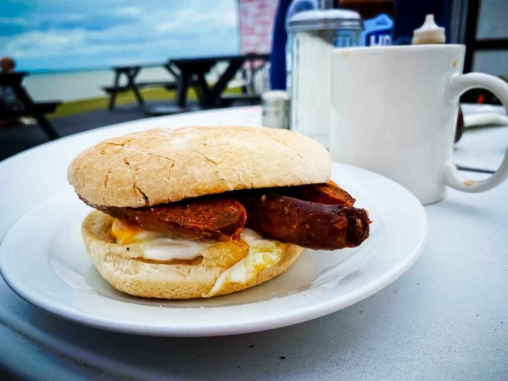 Sausage and egg bap