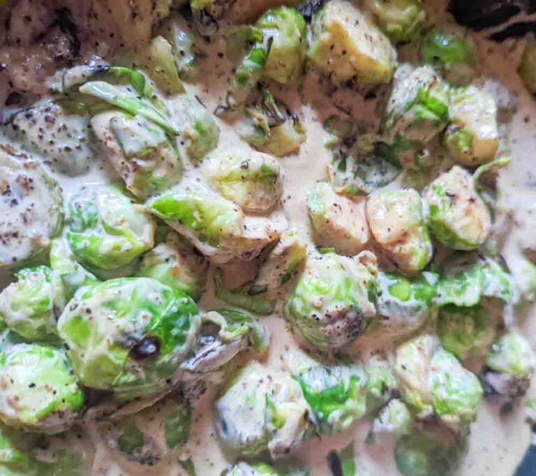 simmering the sprouts and cream