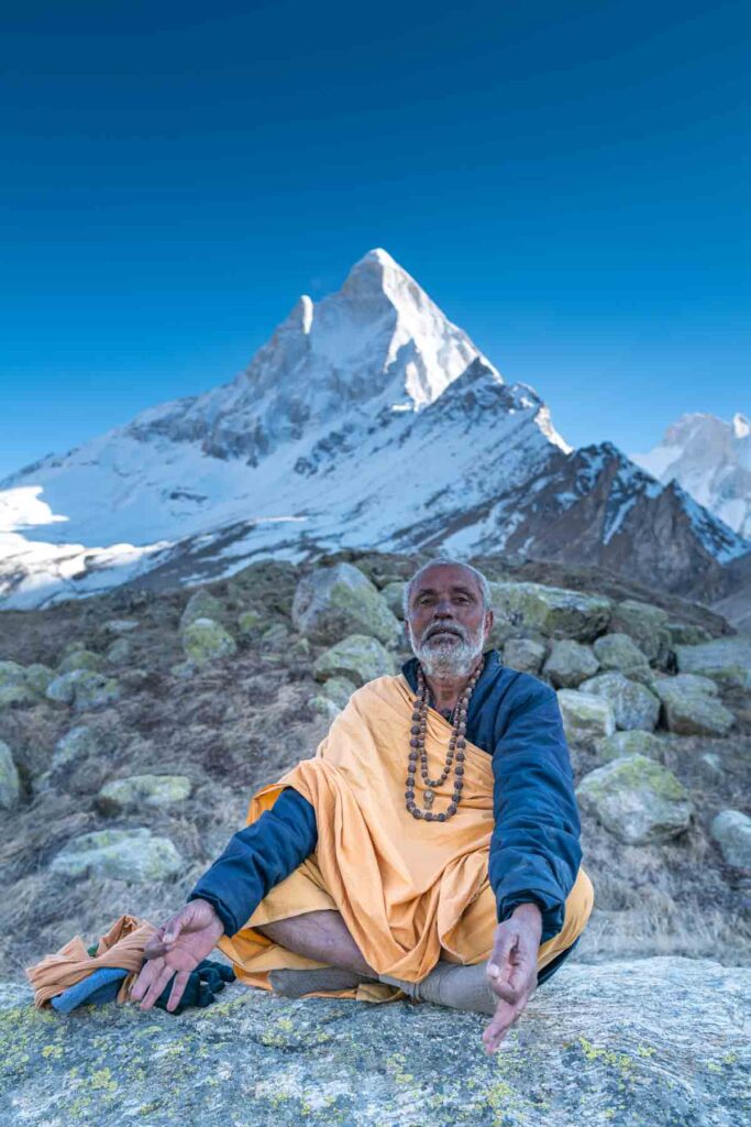 Sadhu and Mount Shivilng