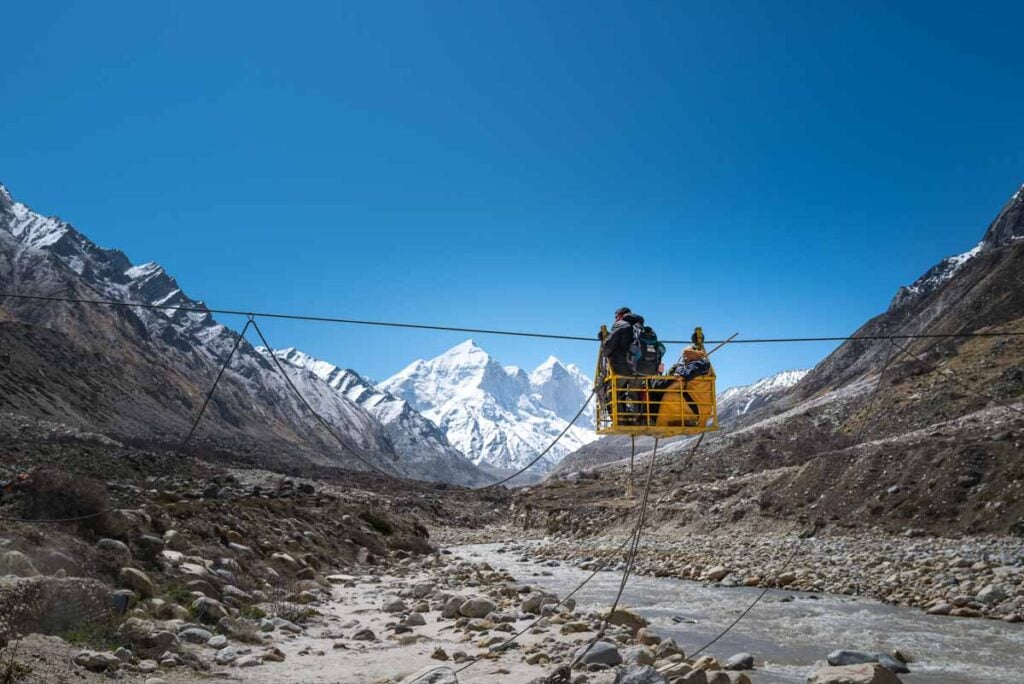 Tapovan Trek - Suspended trolley crossing