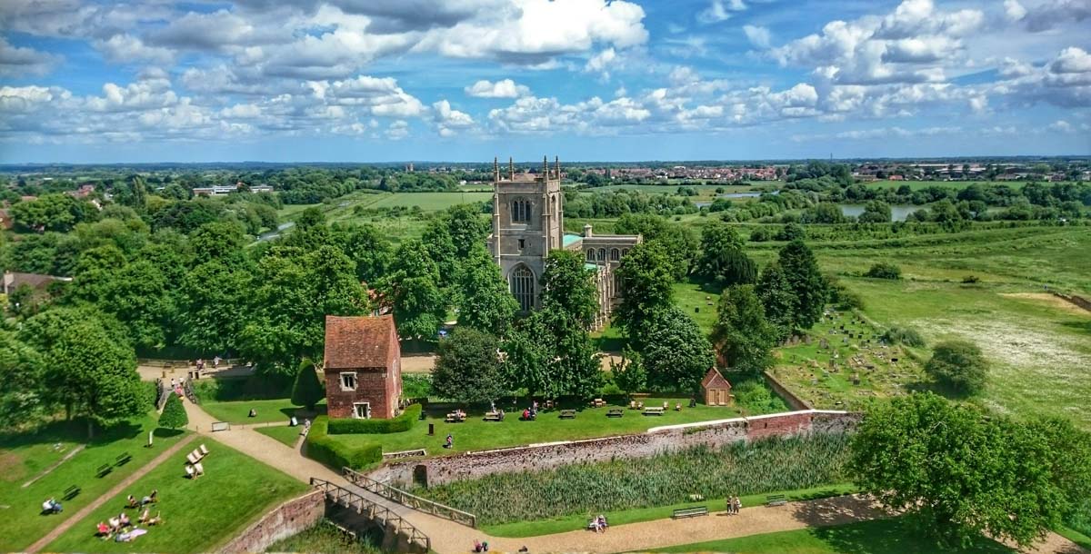 view from the top of the tower on Tattershall Castle