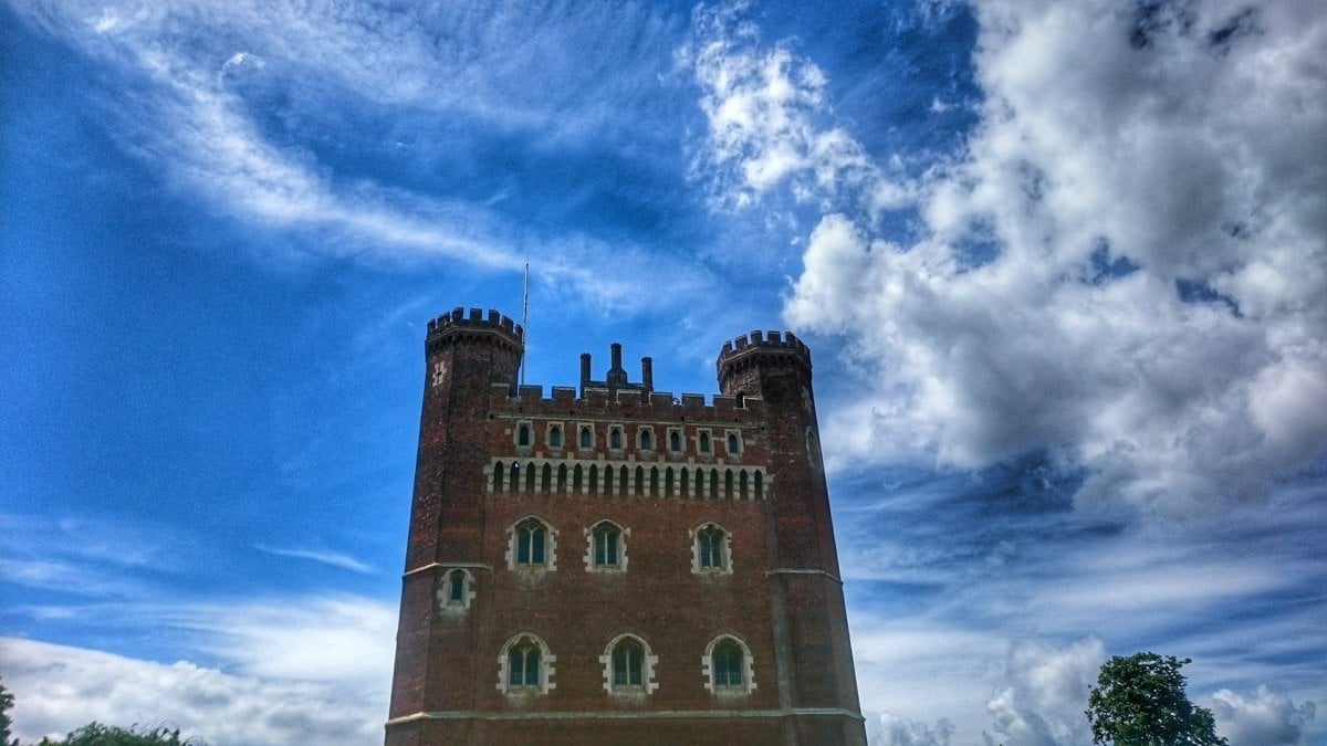 the tower of Tattershall Castle in sunshine