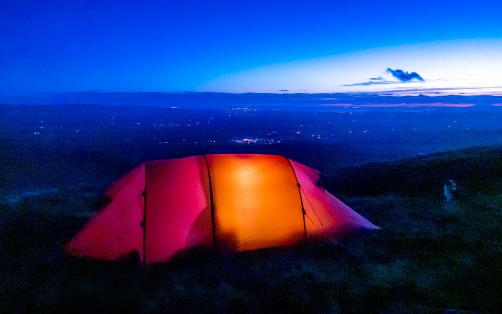 tent lit up