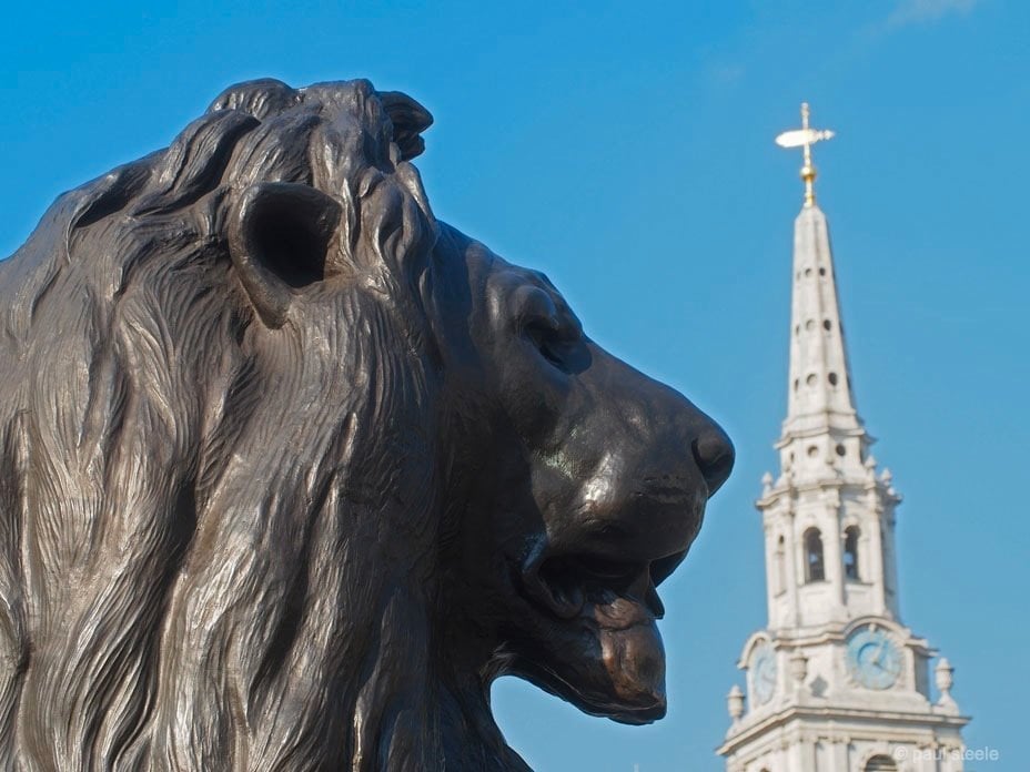 Lion statue in Trafalgar Square