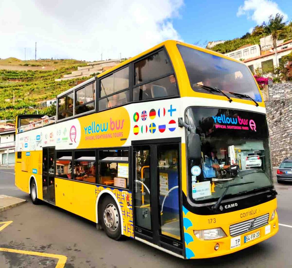 yellow bus in Funchal